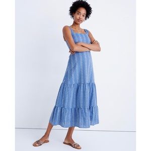 NWT Madewell Embroidered Button-Back Tiered Dress